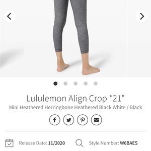 Lululemon Align Crop *21" Mini Heathered Herringbone Heathered Black